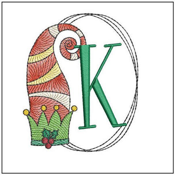 Elf Hat ABCs - K- Fits a 4x4" Hoop, Machine Embroidery Pattern,