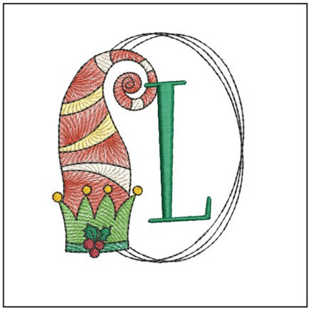 Elf Hat ABCs - L- Fits a 4x4" Hoop, Machine Embroidery Pattern,