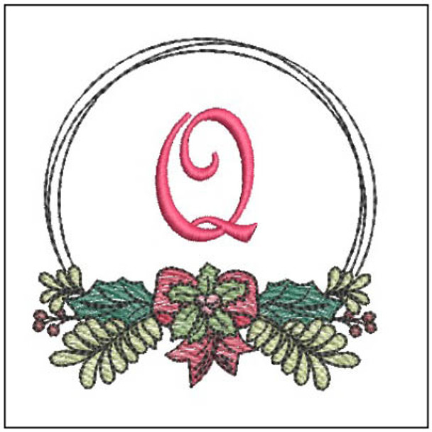 Evergreen Swag ABCs -Q - Fits a 4x4" Hoop, Machine Embroidery Pattern,