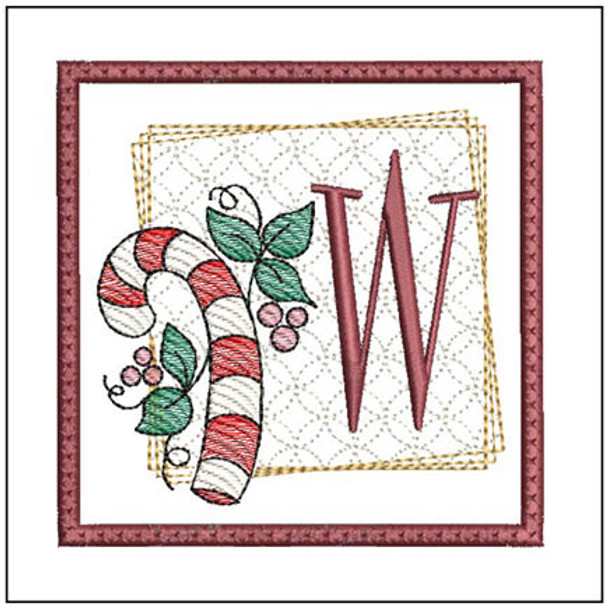 Candy Cane Coaster ABCs - W - Fits a 4x4" Hoop, Machine Embroidery Pattern,