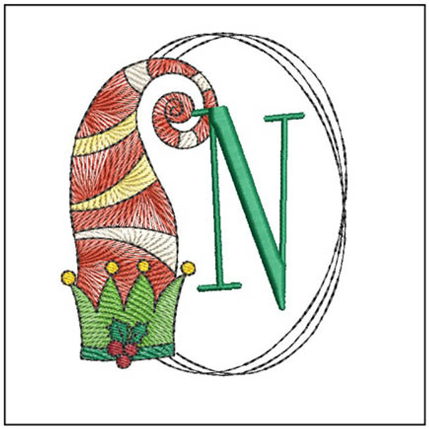 Elf Hat ABCs - N - Fits a 4x4" Hoop, Machine Embroidery Pattern,