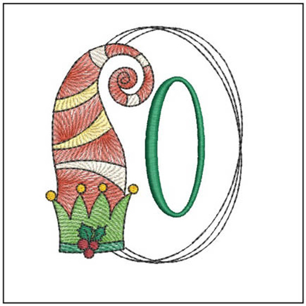Elf Hat ABCs -O - Fits a 4x4" Hoop, Machine Embroidery Pattern,
