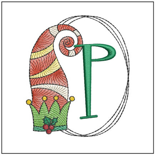 Elf Hat ABCs - P- Fits a 4x4" Hoop, Machine Embroidery Pattern,