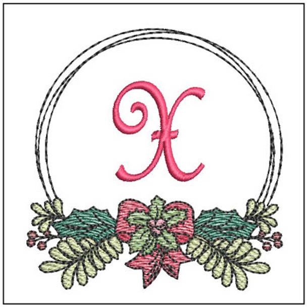 Evergreen Swag ABCs -X - Fits a 4x4" Hoop, Machine Embroidery Pattern,