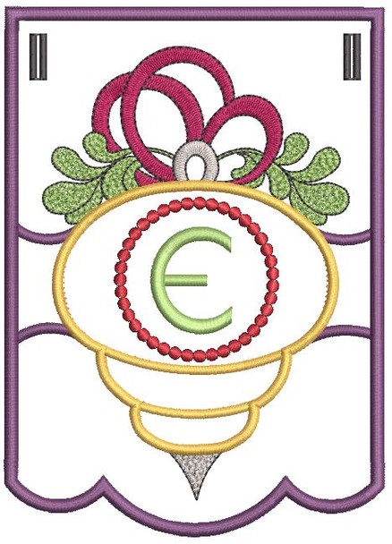 Ornament Bunting Alphabet Letter E - Embroidery Designs