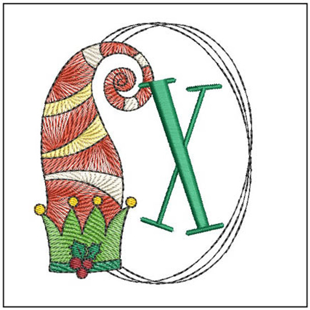 Elf Hat ABCs -X - Fits a 4x4" Hoop, Machine Embroidery Pattern,