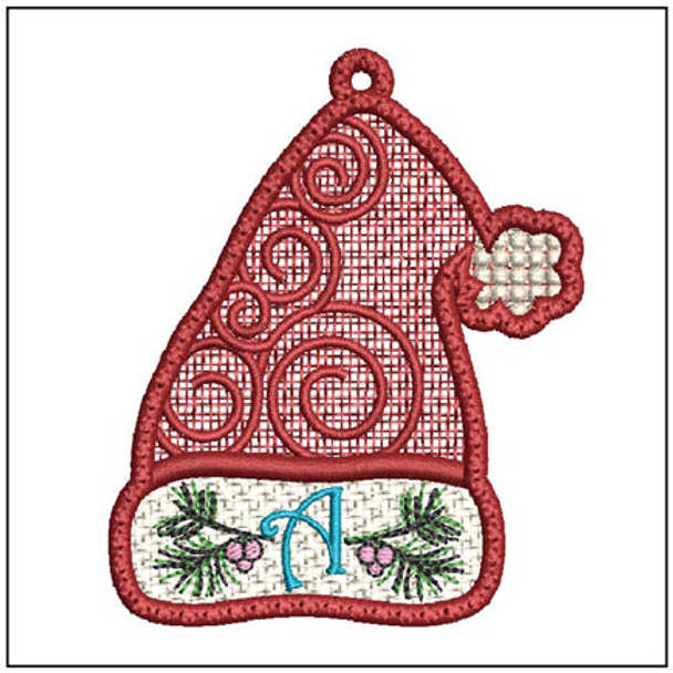 Santa Hat ABCs Free-Standing-Lace Ornament - Embroidery Designs & Patterns