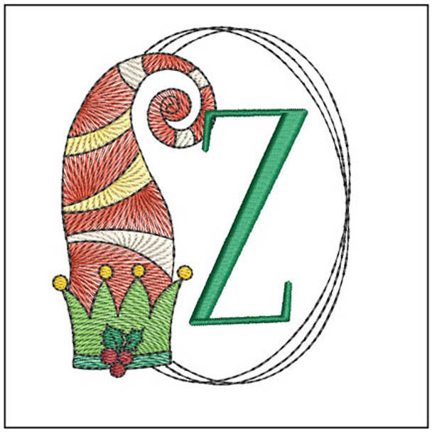 Elf Hat ABCs -Z- Fits a 4x4" Hoop, Machine Embroidery Pattern,