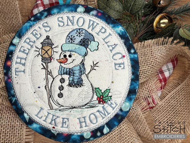 Snowplace Snowman Hot Pad - Embroidery Designs
