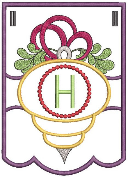 Ornament Bunting Alphabet Letter H - Embroidery Designs