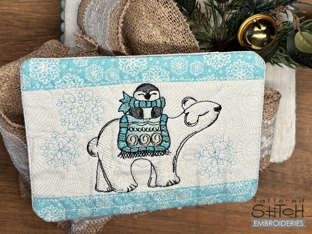 Polar Bear Mug Rug - Embroidery Designs