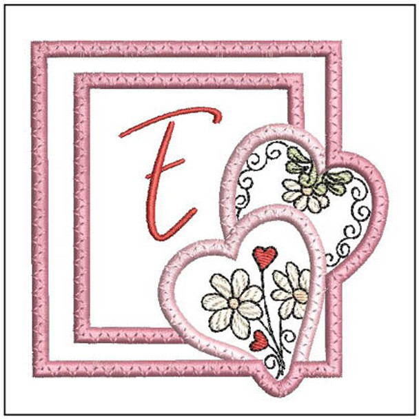 Daisy Hearts ABCs Coaster - E - Fits a 4x4" Hoop, Machine Embroidery Pattern,