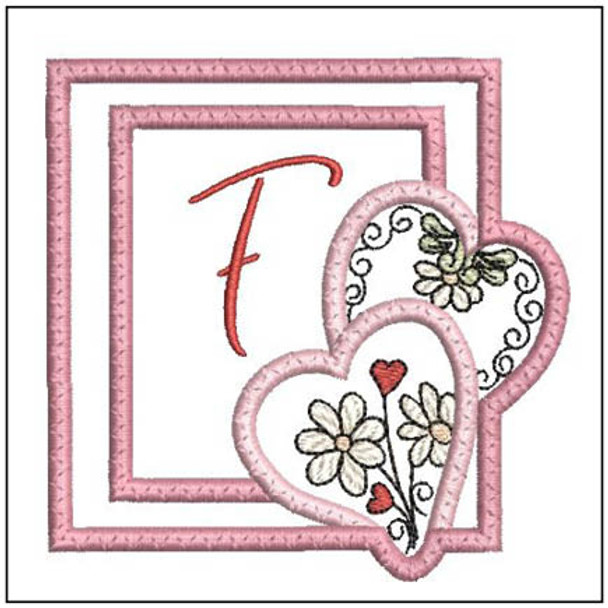 Daisy Hearts ABCs Coaster - F - Fits a 4x4" Hoop, Machine Embroidery Pattern,