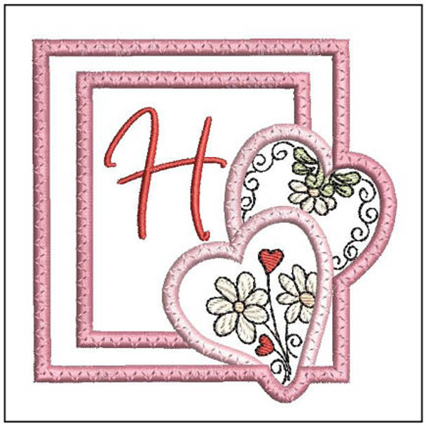 Daisy Hearts ABCs Coaster - H - Fits a 4x4" Hoop, Machine Embroidery Pattern,