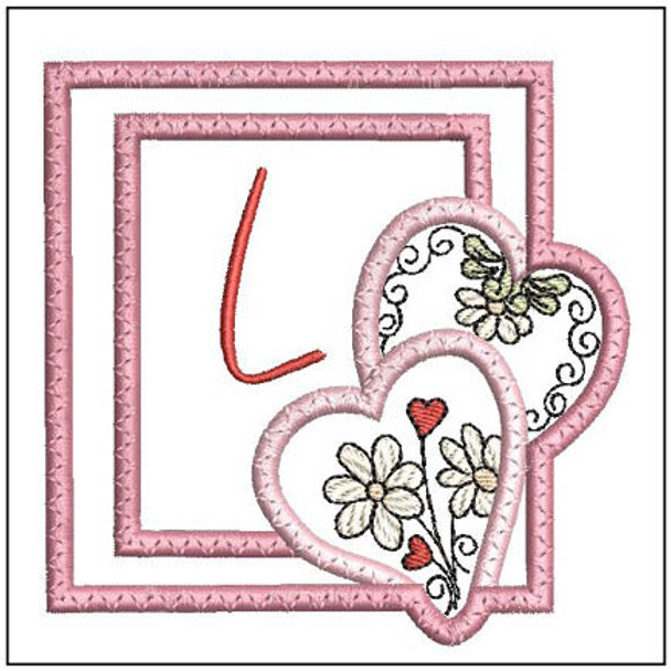 Daisy Hearts ABCs Coaster - L - Fits a 4x4" Hoop, Machine Embroidery Pattern,