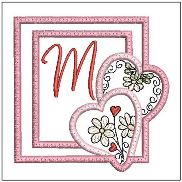 Daisy Hearts ABCs Coaster - M - Fits a 4x4" Hoop, Machine Embroidery Pattern,