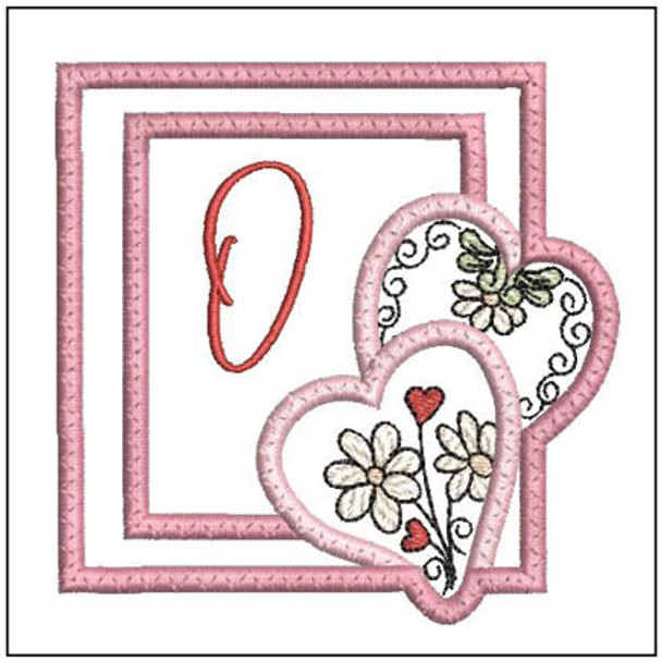 Daisy Hearts ABCs Coaster - O - Fits a 4x4" Hoop, Machine Embroidery Pattern,