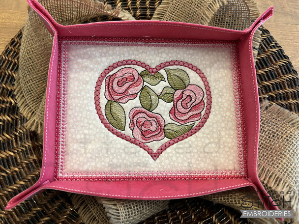 Rose Heart Tray   - Embroidery Designs