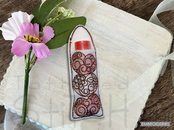 3-Hearts Lip Balm Holder - Fits a 4x4" Hoop, Machine Embroidery Pattern,