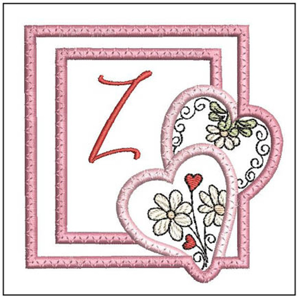 Daisy Hearts ABCs Coaster - Z - Fits a 4x4" Hoop, Machine Embroidery Pattern,