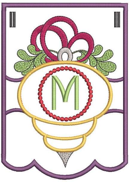 Ornament Bunting Alphabet Letter M - Embroidery Designs