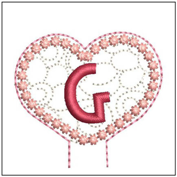 Floral Heart Pencil Topper ABCs - G - Embroidery Designs & Patterns