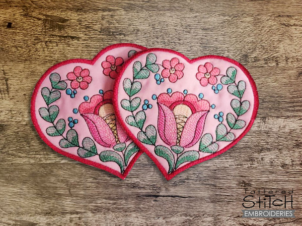 Jacobean Heart Coaster- Embroidery Designs & Patterns