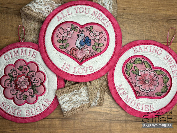 Valentine Hot Pad Bundle - Embroidery Designs