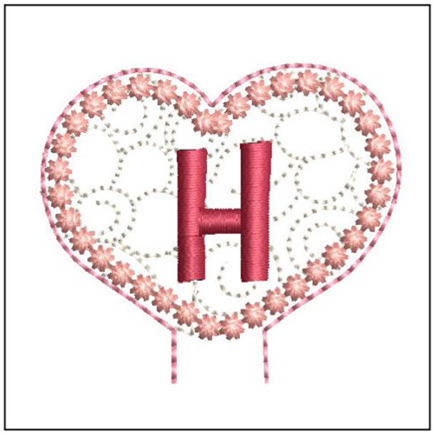 Floral Heart Pencil Topper ABCs - H - Embroidery Designs & Patterns