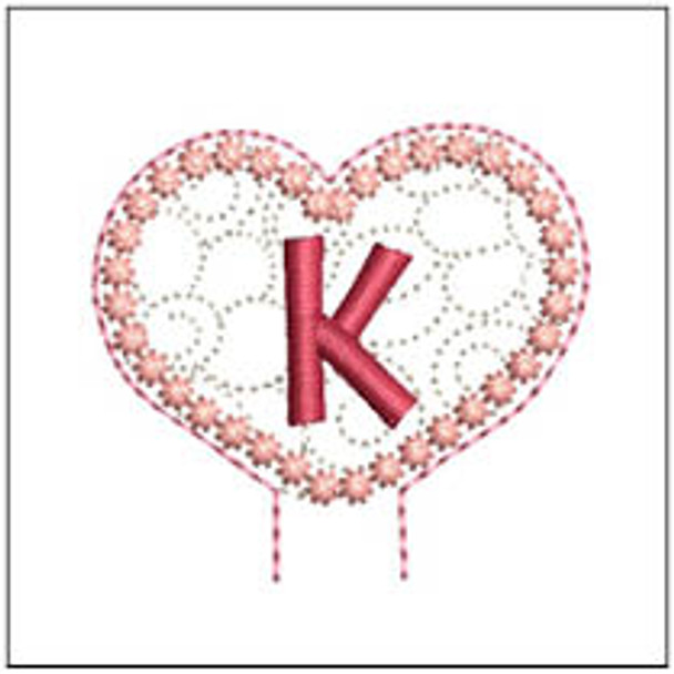 Floral Heart Pencil Topper ABCs - K - Embroidery Designs & Patterns