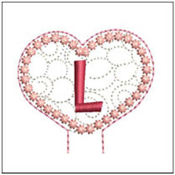 Floral Heart Pencil Topper ABCs - L - Embroidery Designs & Patterns