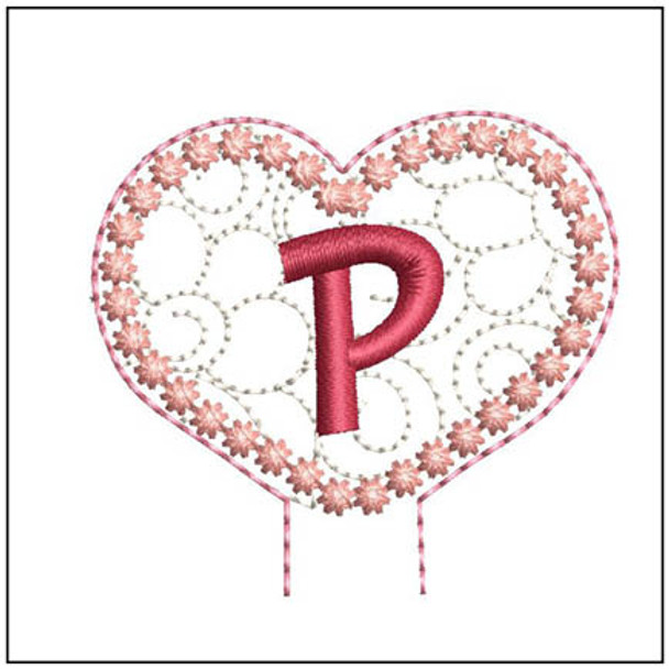 Floral Heart Pencil Topper ABCs - P - Embroidery Designs & Patterns