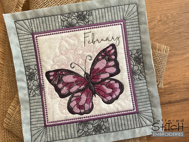 February Butterfly of the Month - Agathina Emperor Quilt Block- Embroidery Designs & Patterns