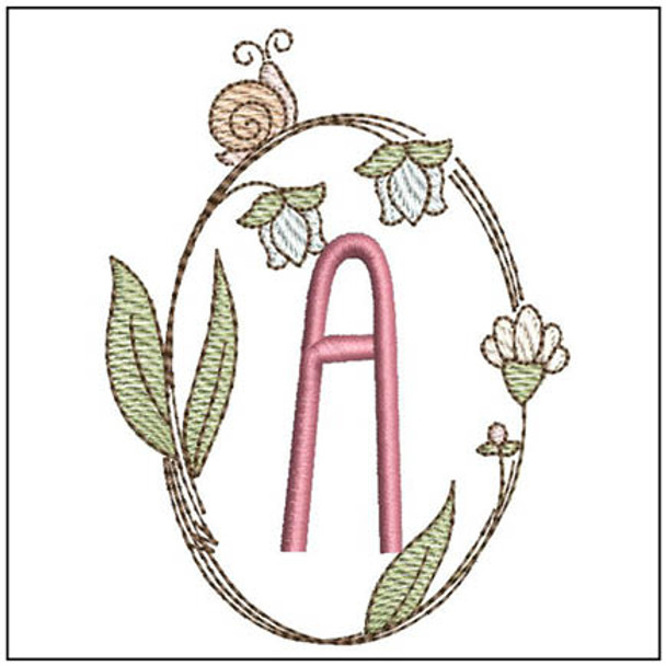 Spring Wreath ABCs - A - Embroidery Designs & Patterns