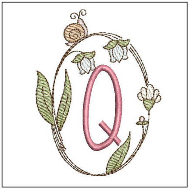 Spring Wreath ABCs -Q - Embroidery Designs & Patterns