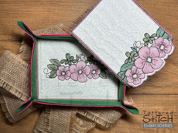 Blossoms Tray & Mug Rug - Embroidery Designs