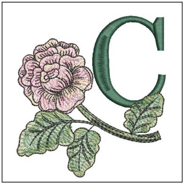 Pink Rose ABCs - C - Embroidery Designs & Patterns
