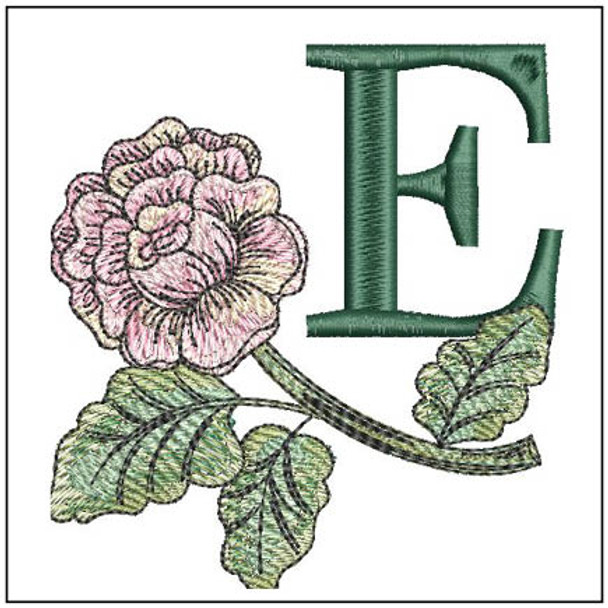 Pink Rose ABCs - E - Embroidery Designs & Patterns