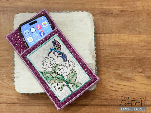 Joy Hummingbird  Phone Charger Pouch - Embroidery Designs & Patterns