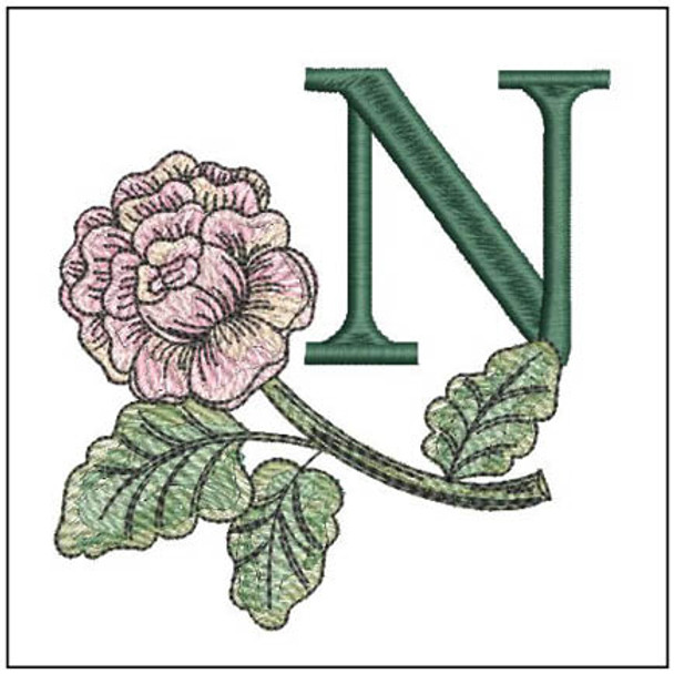Pink Rose ABCs - N - Embroidery Designs & Patterns