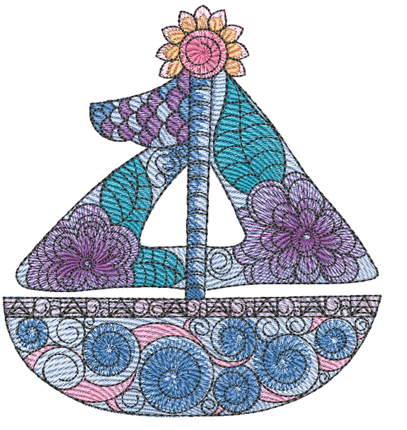 Mehndi Sailboat- Embroidery Designs