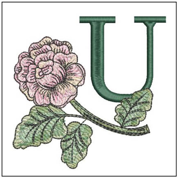 Pink Rose ABCs - U - Embroidery Designs & Patterns