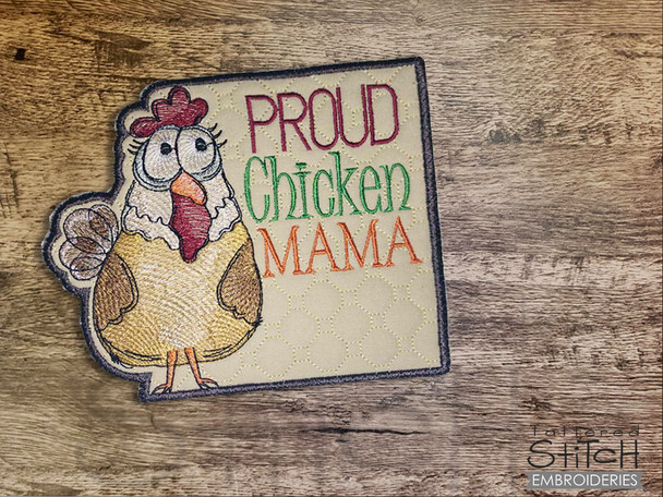 Proud Chicken Mama Coaster - Embroidery Designs & Patterns