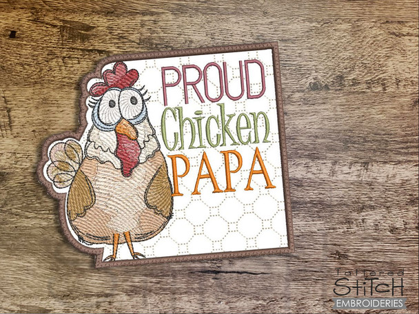 Proud Chicken Papa Coaster - Embroidery Designs & Patterns