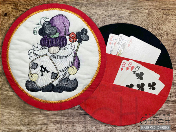 Clubs Gnome Playing Cards Holder - Embroidery Designs