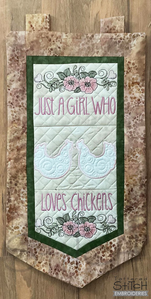 Chickens 3-Panel Wall Hanging - Fits a 5x7", 6x10" and 8x12 Hoop - Embroidery Designs