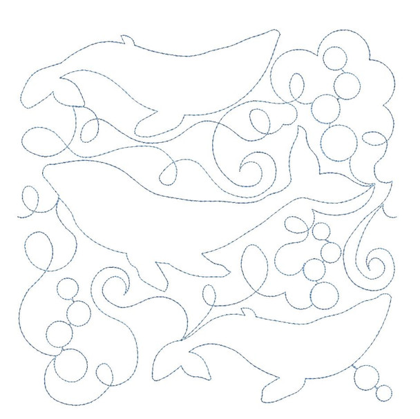 Blue Whale Edge to Edge Quilt Block - Embroidery Designs