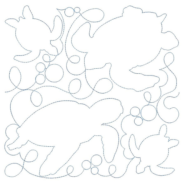 Sea Turtles Edge to Edge Quilt Block - Embroidery Designs