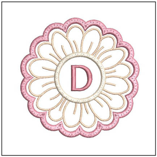 Daisy ABCs Coaster - D - Embroidery Designs & Patterns