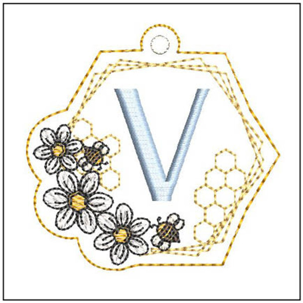 Honeycomb Charm ABCs - V - Embroidery Designs & Patterns
